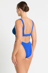 Crinkle supportive cut out bikini top, Nino Crop in Cobalt
