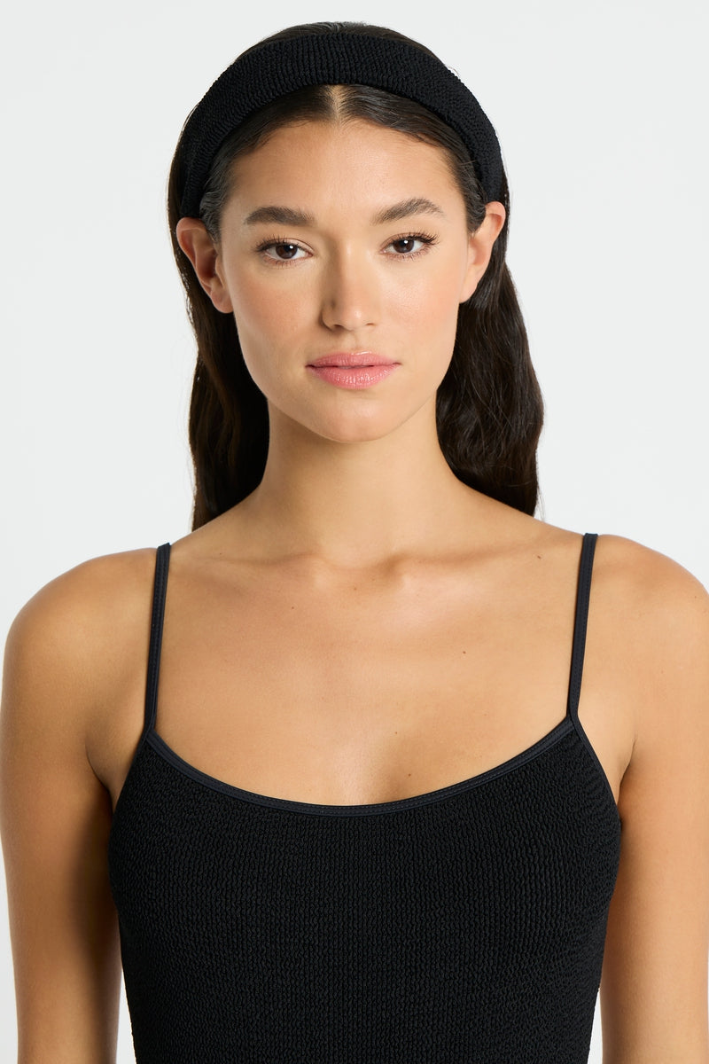 HEADBAND IN BLACK WRINKLED FABRIC 258838 main image 0