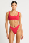 Quinn Crop in Cherry Hibiscus Lycra | bond-eye Australia