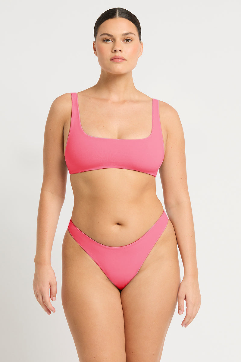 Quinn Crop in Cherry Hibiscus Lycra | bond-eye Australia