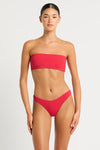 Ida Tie Back Bandeau in Cherry Hibiscus Lycra | bond-eye Australia