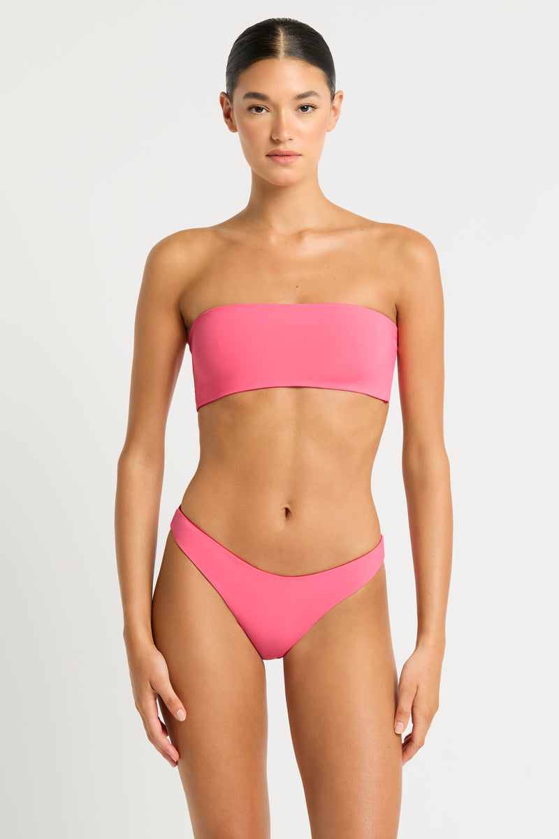 Ida Tie Back Bandeau in Cherry Hibiscus Lycra | bond-eye Australia