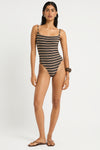 Nia One Piece in Black / Sandstone - Giovanna Front