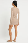 100% Cotton Adley Mini Dress in Mushroom - Giovanna Back