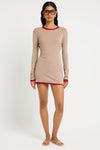 100% Cotton Adley Mini Dress in Wine - Giovanna Detail Crop