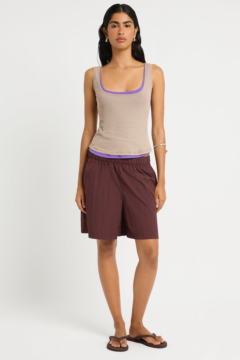 Callie Shorts in Umber - Giovanna Campaign