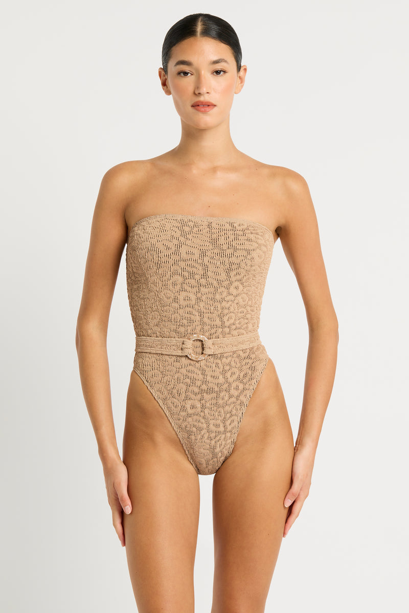 Belt Fane One Piece in Oat Leopard | bond-eye Australia