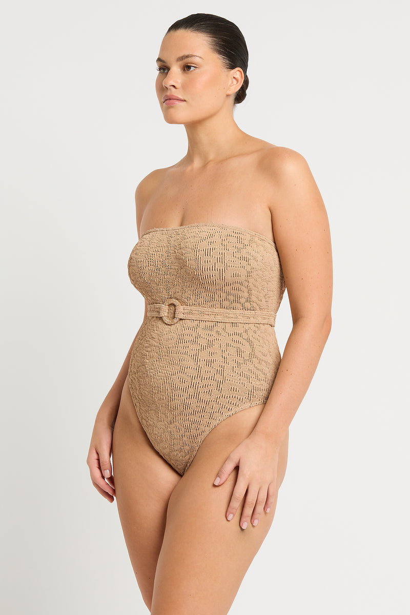 Belt Fane One Piece in Oat Leopard | bond-eye Australia