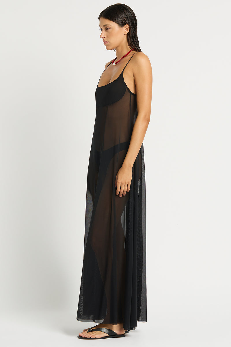 Ottie Maxi Dress in Black mesh
